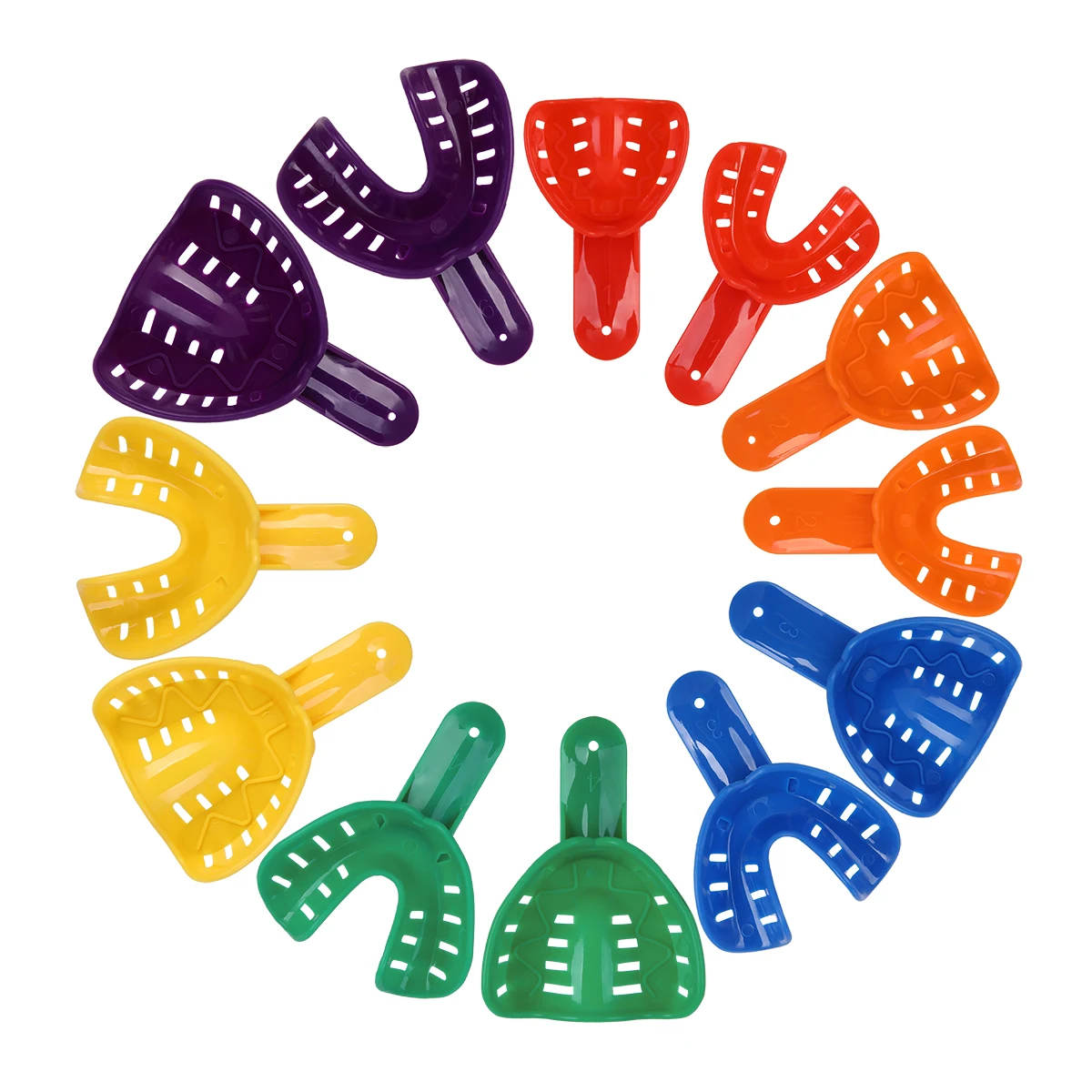 12pcs vassoi per impronte dentali impronta del dentista supporto per denti in plastica durevole strumenti per accessori per odontoiatria da laboratorio
