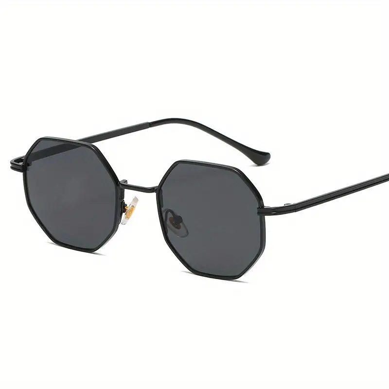 1 pieza de gafas de moda para mujeres y hombres, gafas octogonales con marco de metal poligonal retro para viajes de fiesta en la playa