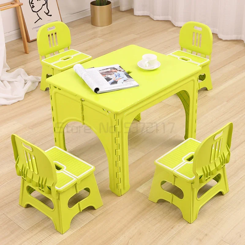 Trẻ Em Nhựa Gấp Gọn Bàn Ghế Bộ Trẻ Em Của Nhà Văn Bàn Ngoài Trời Di Động Để Bàn Gấp Gọn Mẫu Giáo Đồ Nội Thất