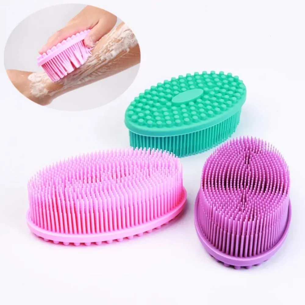 Esponja de banho de silicone para banho, escova de banho seco para massageador corporal, esfoliante de silicone, escova corporal