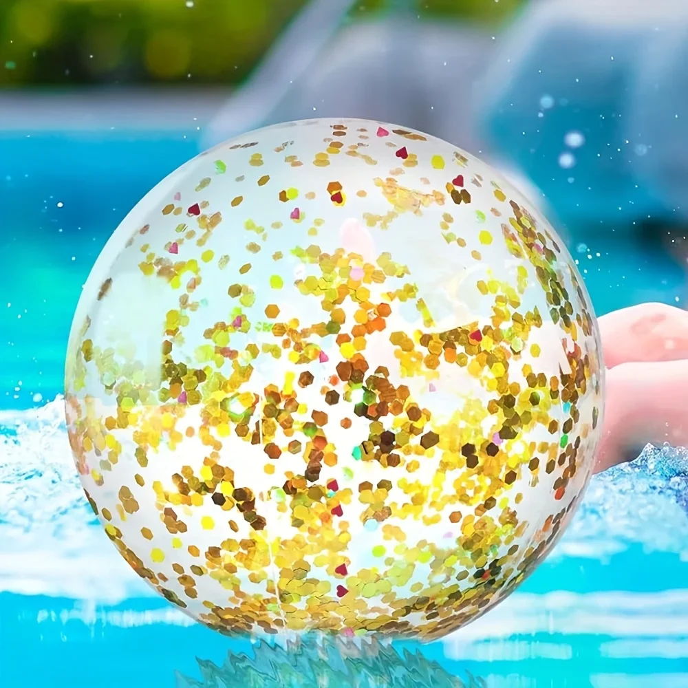 1pc bola de praia inflável pvc lantejoulas bal verão praia piscina festa esportes aquáticos acessórios divertidos