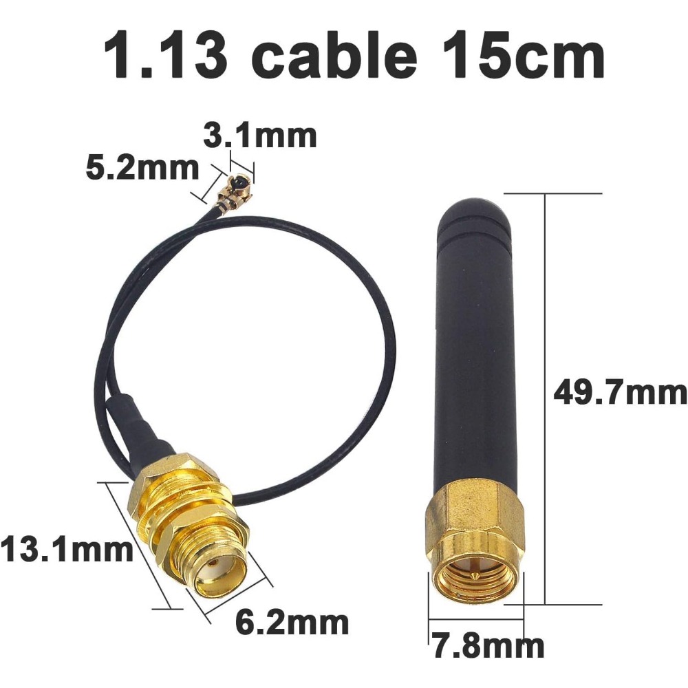 4 Uds antena LoRa 868MHz 915MHz 3DBI con conector U.FL I-P-E-X-1 a SMA para placa Lora ESP32 Lora32u4 II WiFi Lora32 15cm