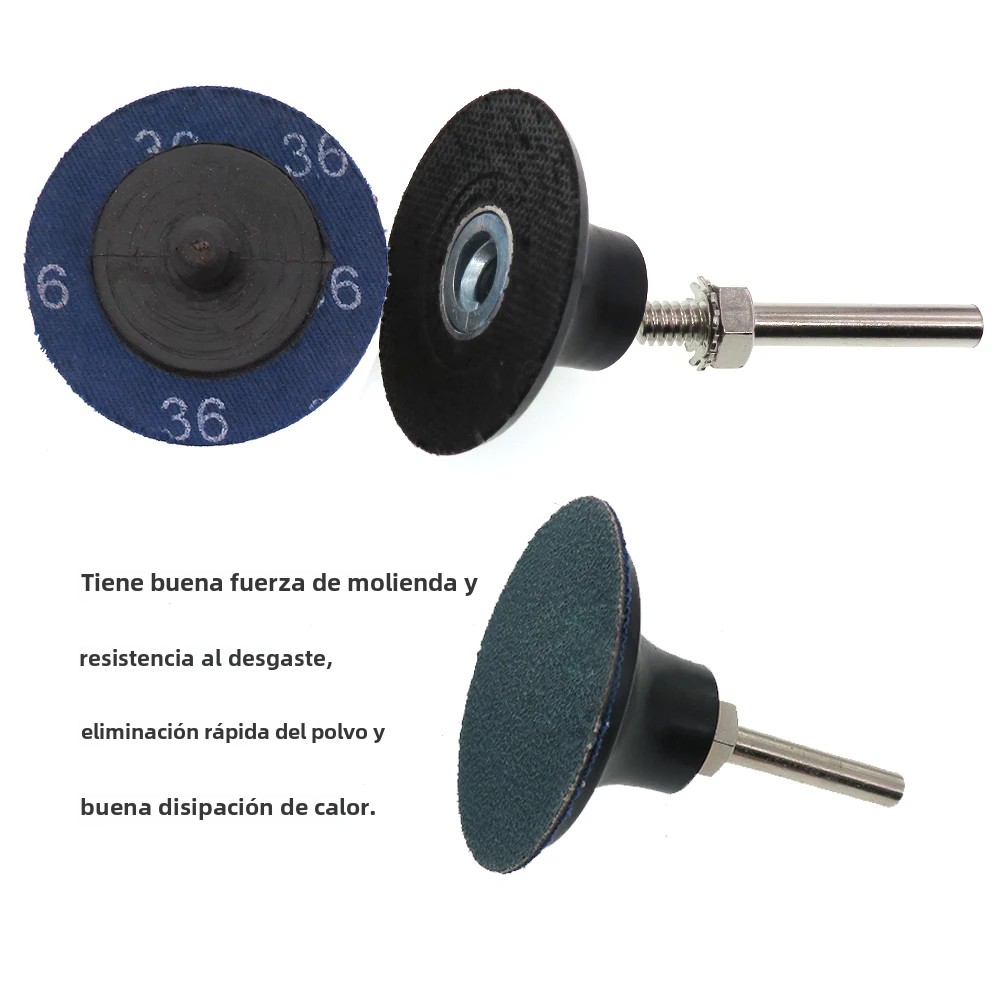 Discos de lijado de cambio rápido de circonio de 2 ", bloqueo en rollo, papel de lija tipo R, disco abrasivo de 50mm y 1/4 ", soporte para pintura, eliminación de óxido