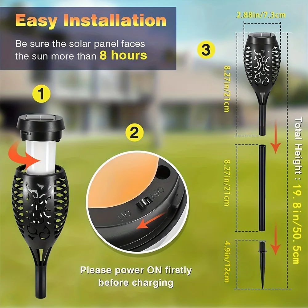 12LED Solar Flame Light Outdoor,Waterproof 12LEDs Torches Landscape Lamp for Outdoor Courtyard Garden Yard,Halloween Decorations