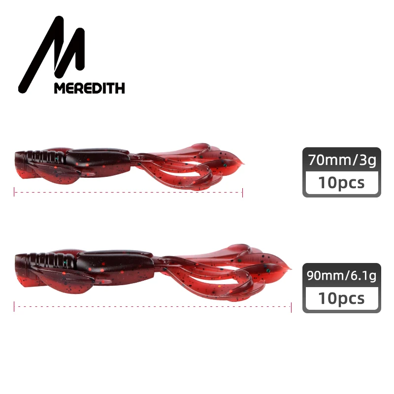 เหยื่อตกปลา meredith Crazy flapper เหยื่อล่อปลา S เหยื่อล่อปลาอ่อนขนาด70มม./10ชิ้นเหยื่อซิลิโคนนิ่มอุปกรณ์ตกปลา