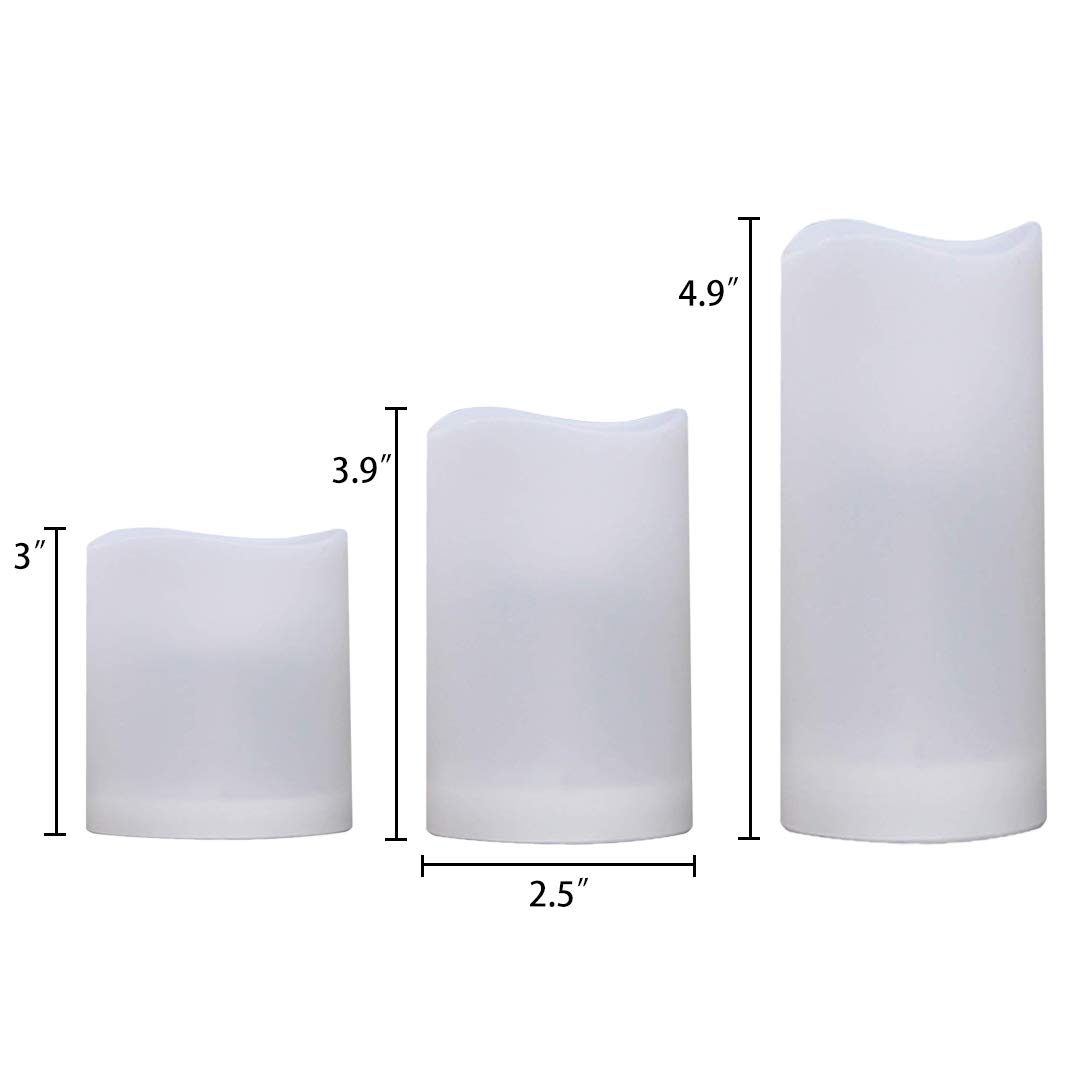 WRalwaysLX Flameless Flickering LED Candles with Remote Control, 3 Pack,H3"4"5", Powered by 3*AAA Batteries(EXCL.)