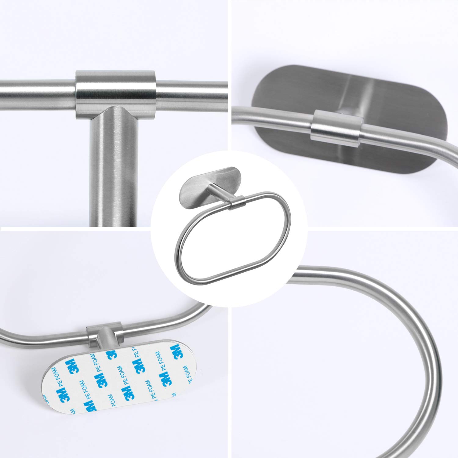 Porta asciugamani in acciaio inossidabile Porta asciugamani da bagno autoadesivo Porta asciugamani nero Porta asciugamani Anello ferroviario Accessori per riporre la cucina