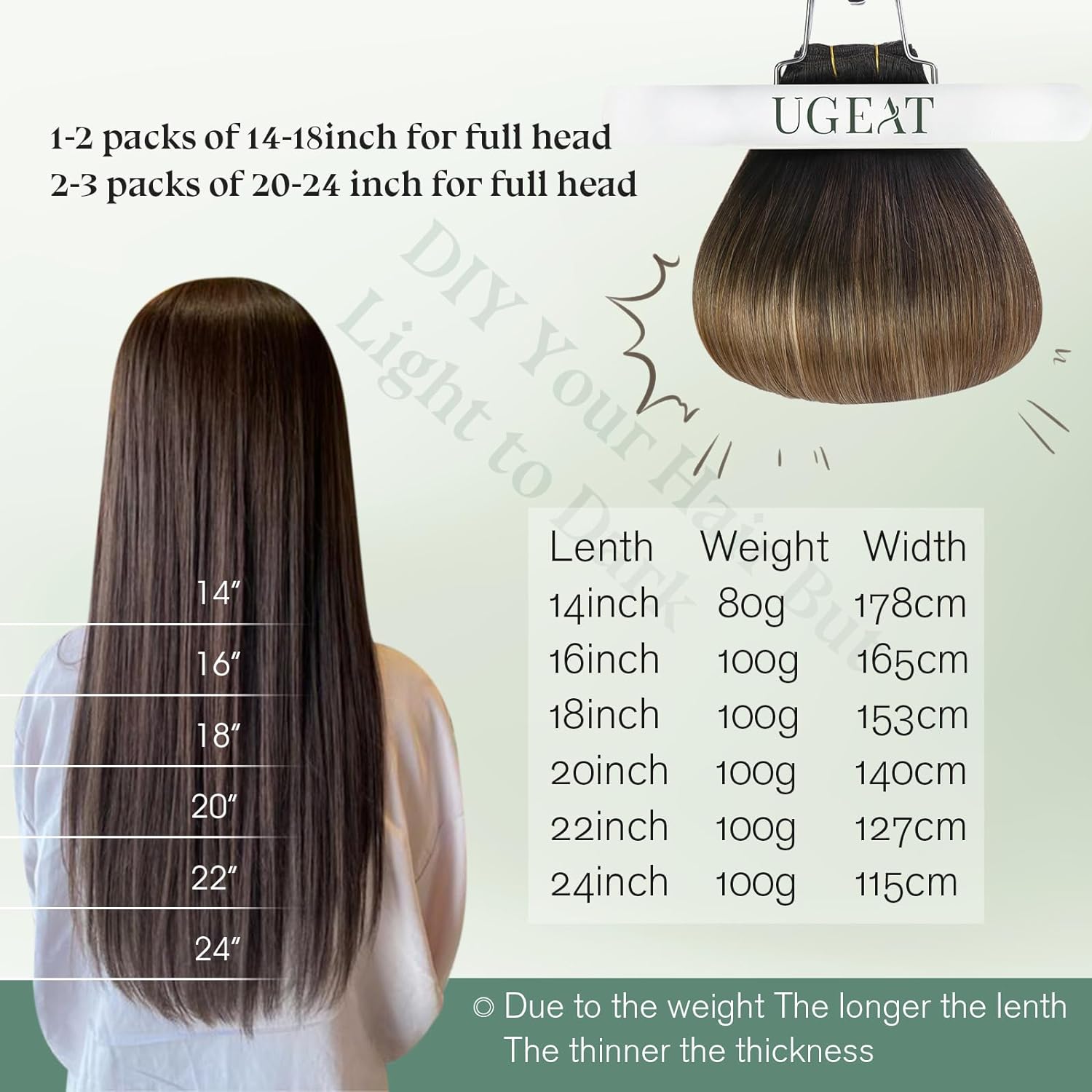 Ugeat coudre dans les Extensions de cheveux cheveux humains doux naturel racine foncée paquets de cheveux pour les femmes cheveux tisse 100G Remy cheveux humains