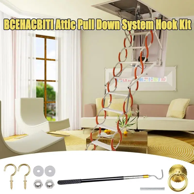 บันไดดึงลงระบบบันไดโลหะ Attic บันไดดึงลง Kit Attic Pull Down System Hook อะไหล่ทดแทนสําหรับ Home