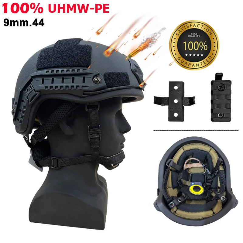 Schneller PE NIJ IIIA High Cut Ballistic Helm XP Cut Taktischer Helm Zifferblatt gefüttert mit grünem kugelsicherem Helm
