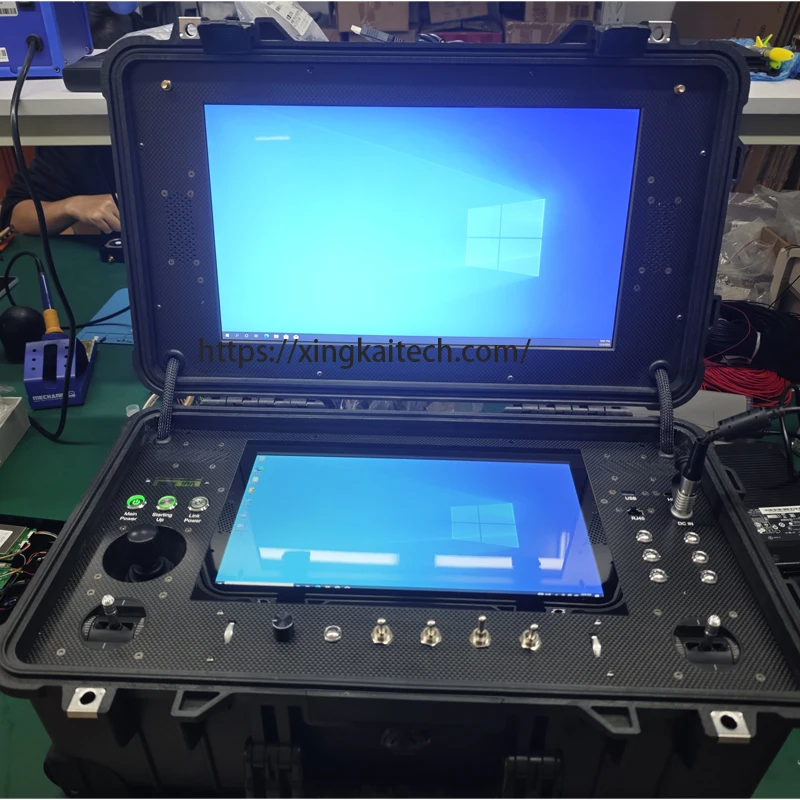 Long Rang VTOL Drone Video Transmission Ground Control Station FPV Station High Brightness Dual Screen Portable Drone Computer