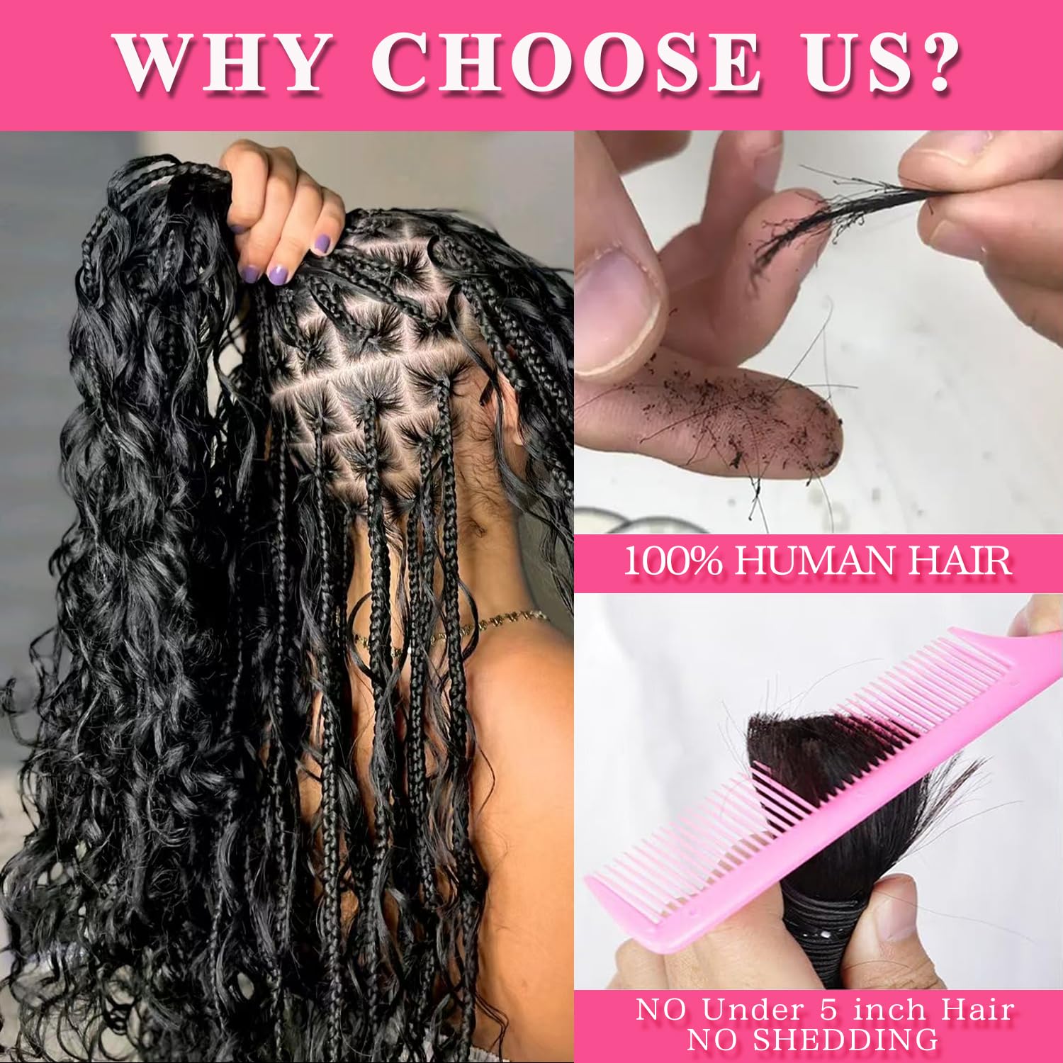 マライカ カラー ディープ ウェーブ バルク人毛 編組用 4/27 #   ボヘミアン三つ編み用横糸なしバージンヘアカーリー人毛エクステンション