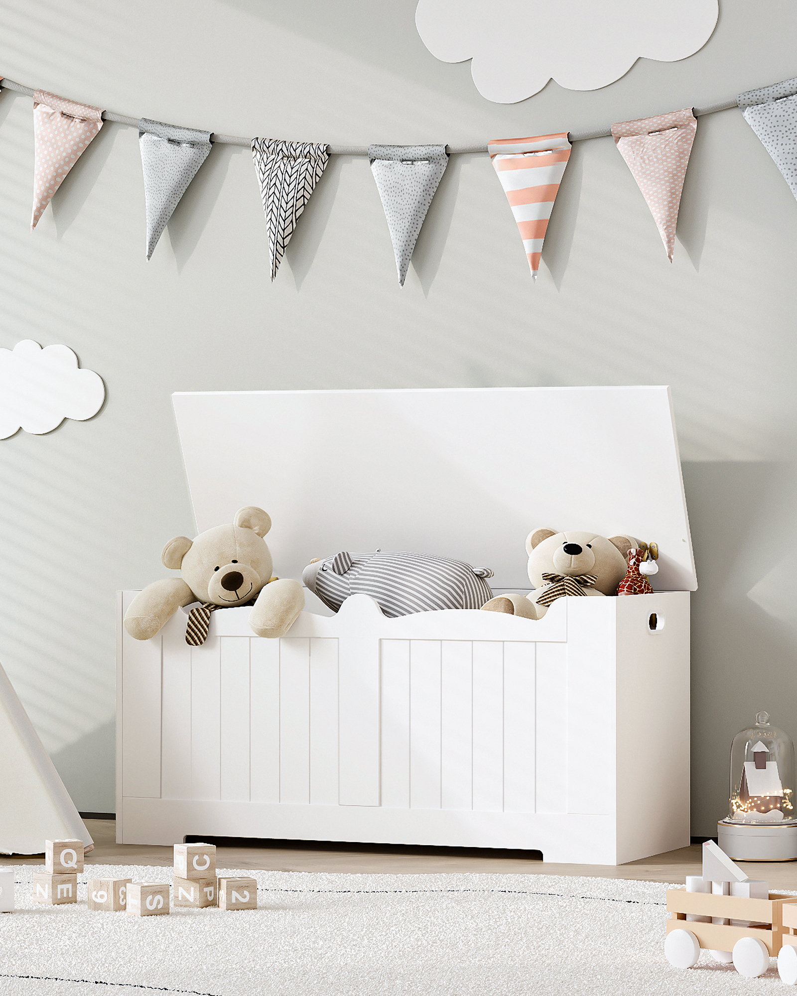 Aufbewahrungstruhe, Aufbewahrungskoffer mit 2 Sicherheitsscharnieren, 100 cm große Aufbewahrungsbank mit Hubplatte, Aufbewahrungsorganisator aus Holz für den Eingangsbereich