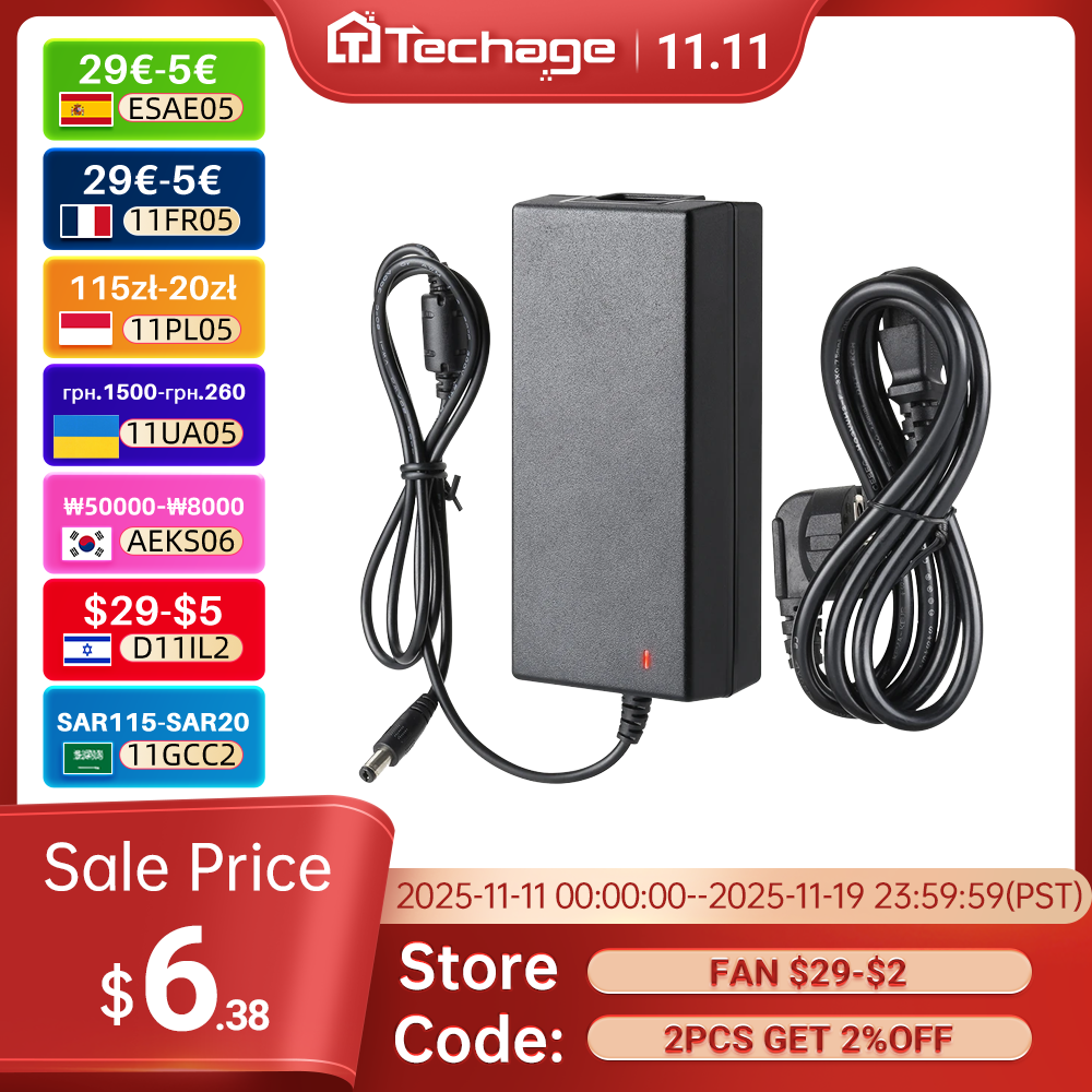 Techage 52V 2.5A Nguồn AC 100-240V Điện Sạc Tường DC 5.41Mm EU/âu/Anh/Mỹ Cắm An Ninh Camera Quan Sát POE NVR