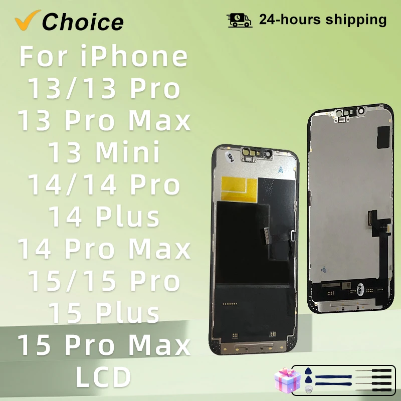 AAA ++ OLEDสําหรับiPhone 13 Pro Max LCD 13 Mini 13 LCD Digitizerหน้าจอสัมผัสสําหรับiPhone 14 Pro Max 14 Plus 15 ProจอแสดงผลLCD