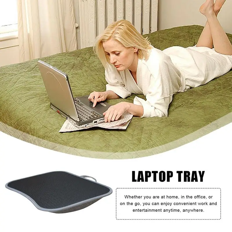 Bandeja de lap top para computador e laptop, almofada macia, bandeja acolchoada com alça, trabalho e jogo no sofá