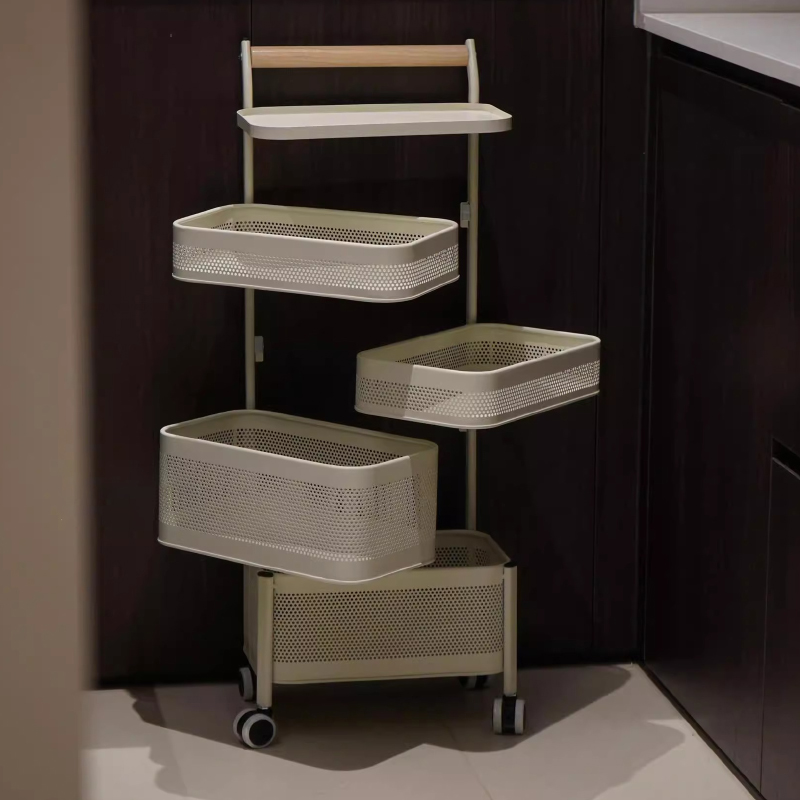 Rotating Multi-functional Storage Rack Household Floor-standing Multi-layer Snack Trolley Trolley Cart Household Furniture