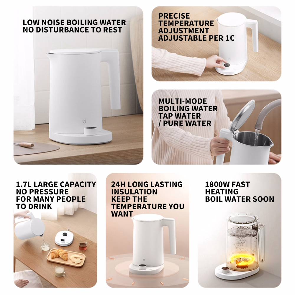 กาต้มน้ำอัจฉริยะ XIAOMI Smart Kettle 2 Pro เครื่องใช้ไฟฟ้าในครัว จอ LED แสดงผล อุณหภูมิคงที่อัจฉริยะ 24 ชั่วโมง แอป MIJIA