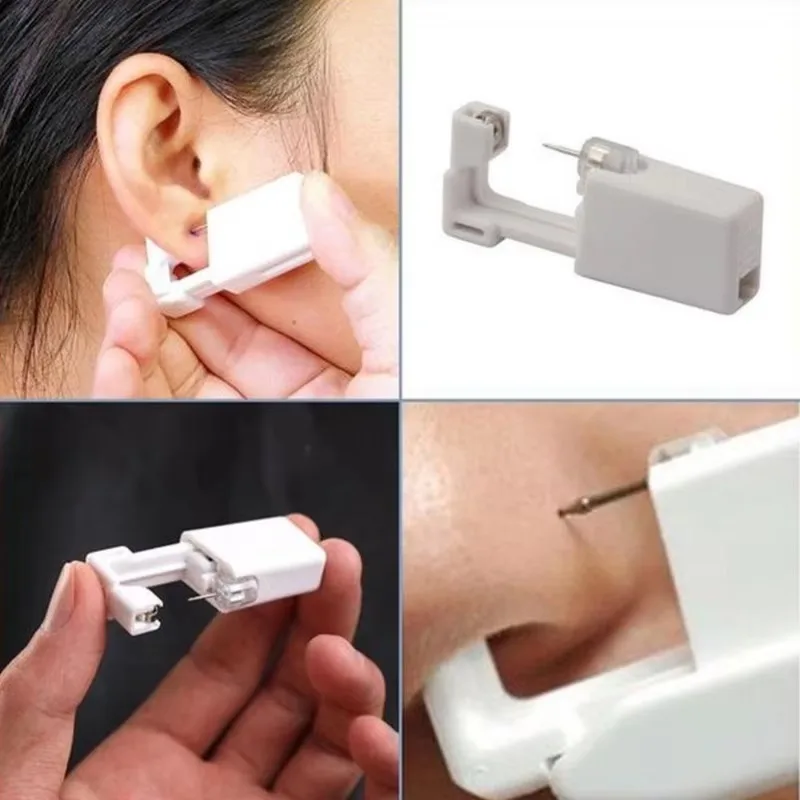 Safety Ear Piercing Gun Kit Women Men Disposable White Plastic Sterile Ear Piercing Device Fashion Simple Jewelry Piercing Tools