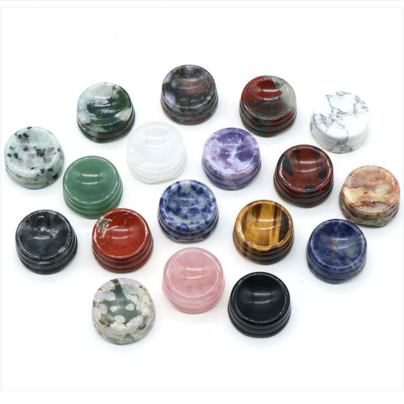 2 pièces 27mm pierre naturelle cristal agate base sphérique support en pierre en forme d'œuf base en pierre particulière boule circulaire siège ornement