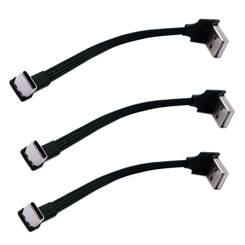 1 м, 2 м, 3 м, 5 см, USB-C, тип C, штекер, вверх вниз, угол 90 градусов к USB 2.0, штекерный кабель для передачи данных, плоский кабель USB Type-c, 0,1 м/0,2 м/0,5 м