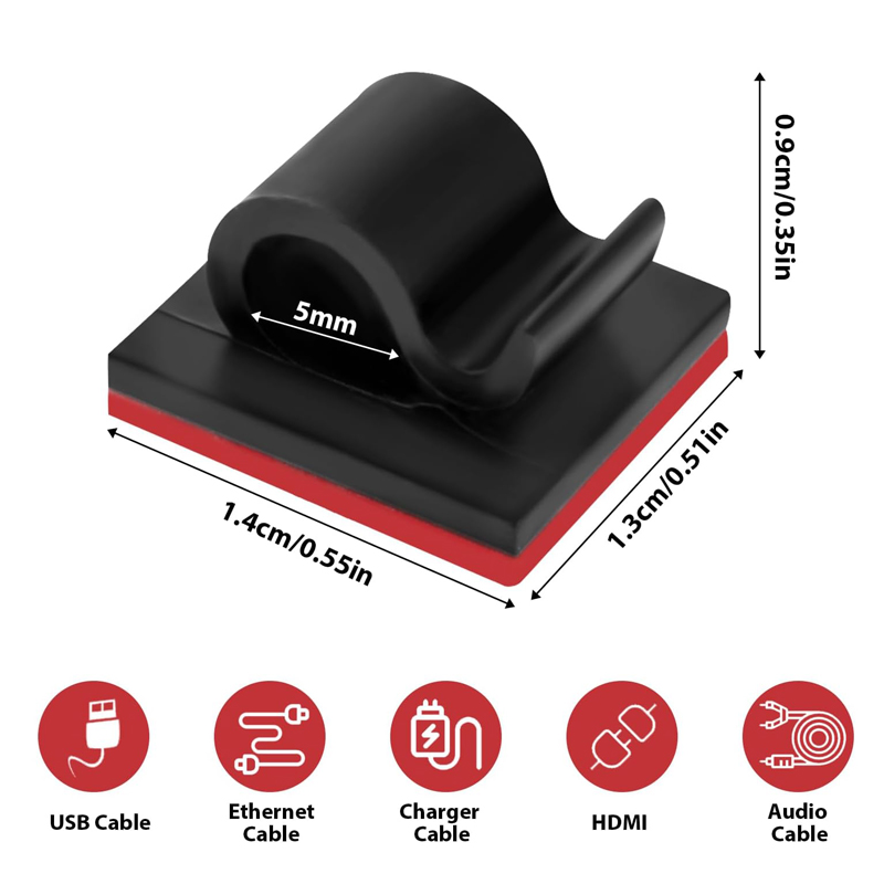 Clips organizadores de cables para carga USB, enrollador de bobina de líneas de datos, soporte de cables montado en la pared, Clip de Cables autoadhesivo, 5-50 Uds.