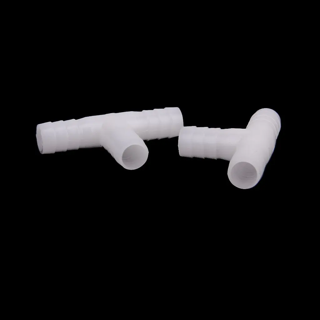 2 x 12mm Plastic Equal Tee Connector Barbed Pipe Fitting Air/Water Hose Joiner
