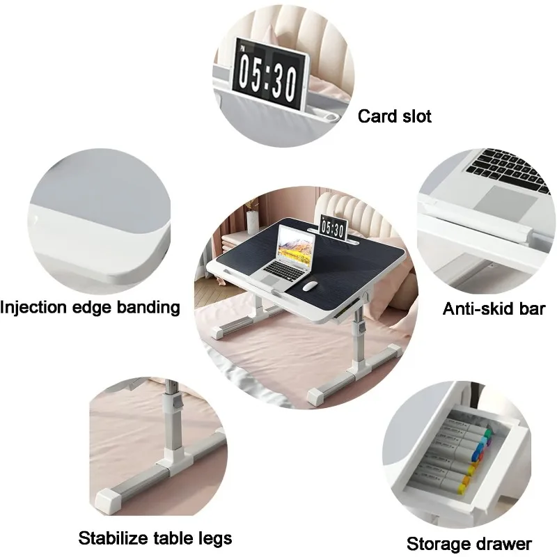 Laptop Bed Tray Table Adjustable Laptop Bed Stand Portable Standing Table Foldable Legs Lap Tablet Table for Sofa Couch Floor