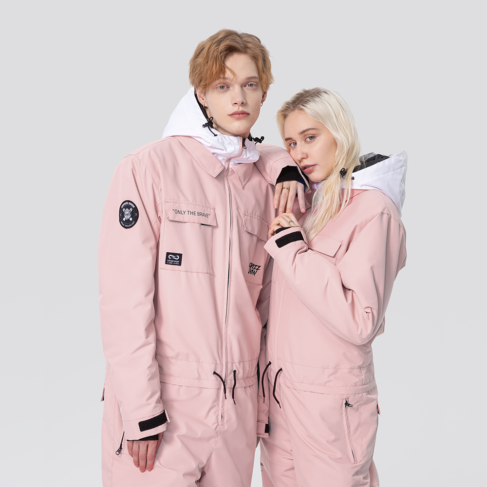 Macacão de esqui de uma peça grosso das mulheres dos homens esportes ao ar livre jaqueta de snowboard quente terno de salto à prova dwaterproof água roupas de inverno macacão com capuz