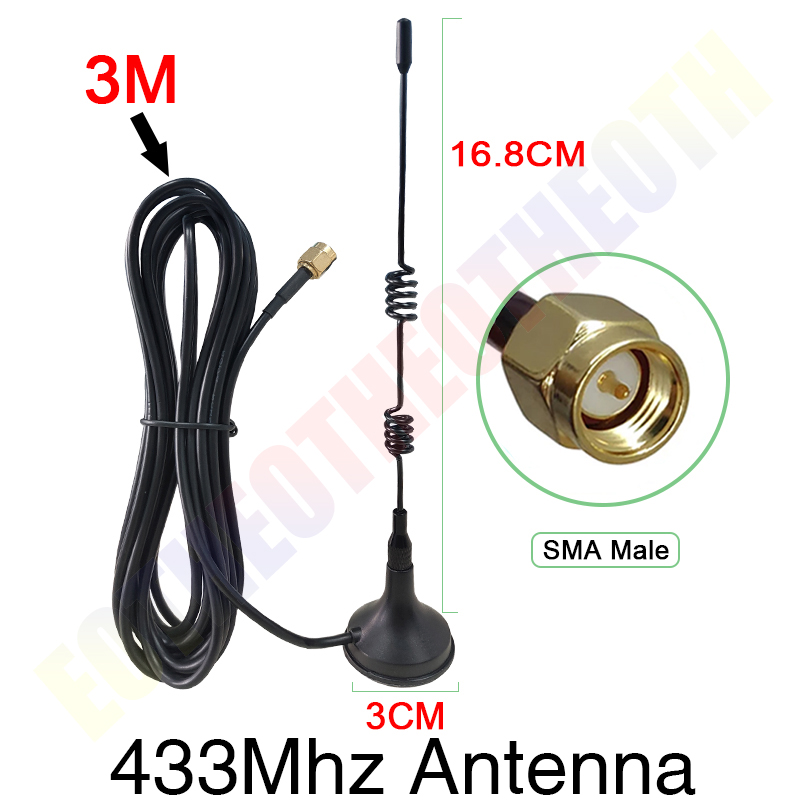 EOTH 1 2PCS 433mhz Antenne SMA Männlich weiblich 12dbi HIGH-Gain IOT Antena Magnetfuß Sucker 3 Meter Verlängerungskabel