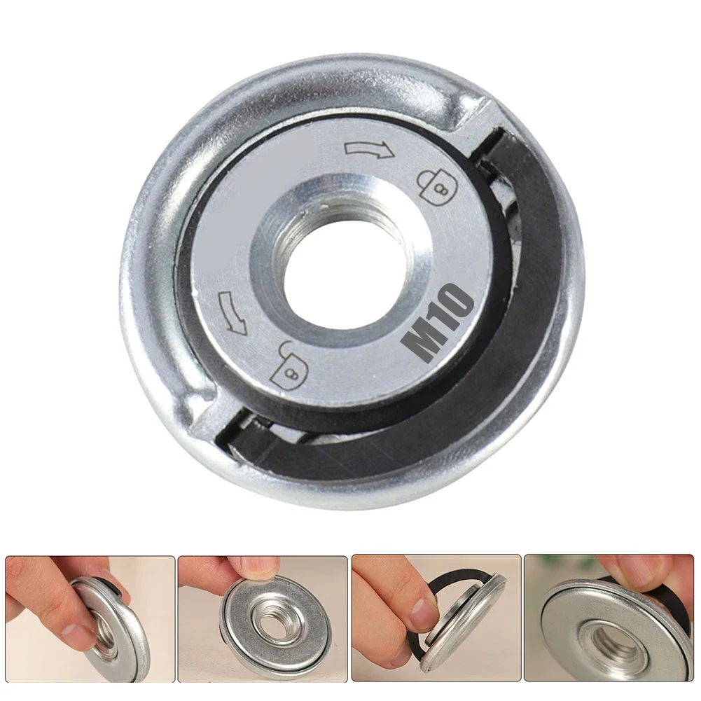 1pc M10 Winkel Grinder Selbst-Locking Drücken Platte Verzinktem Schleifer QuickRelease Druck Platte Flansch Mutter Power Chuck werkzeug