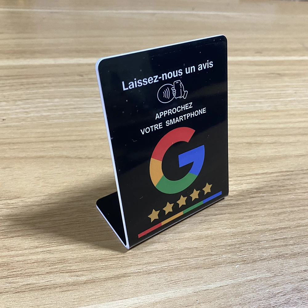 3 "X4" อังกฤษเยอรมันฝรั่งเศสสเปน NFC รีวิวจาก Google ลงชื่อเข้าใช้เพิ่มชื่อเสียงได้อย่างรวดเร็ว Google Review Card NFC Station Stand
