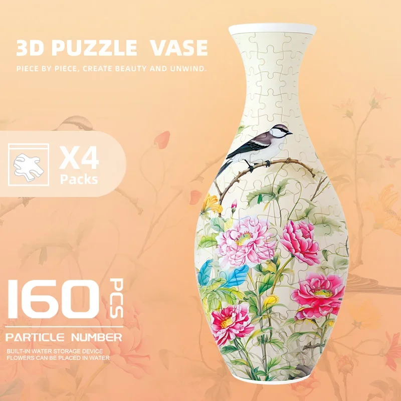 ของขวัญสร้างสรรค์ 3D ปริศนาแจกัน Panda ดอกไม้ Building Block Porcelain ศิลปะแจกันตกแต่งบ้านเด็กผู้หญิงคริสต์มาสของขวัญของเล่น