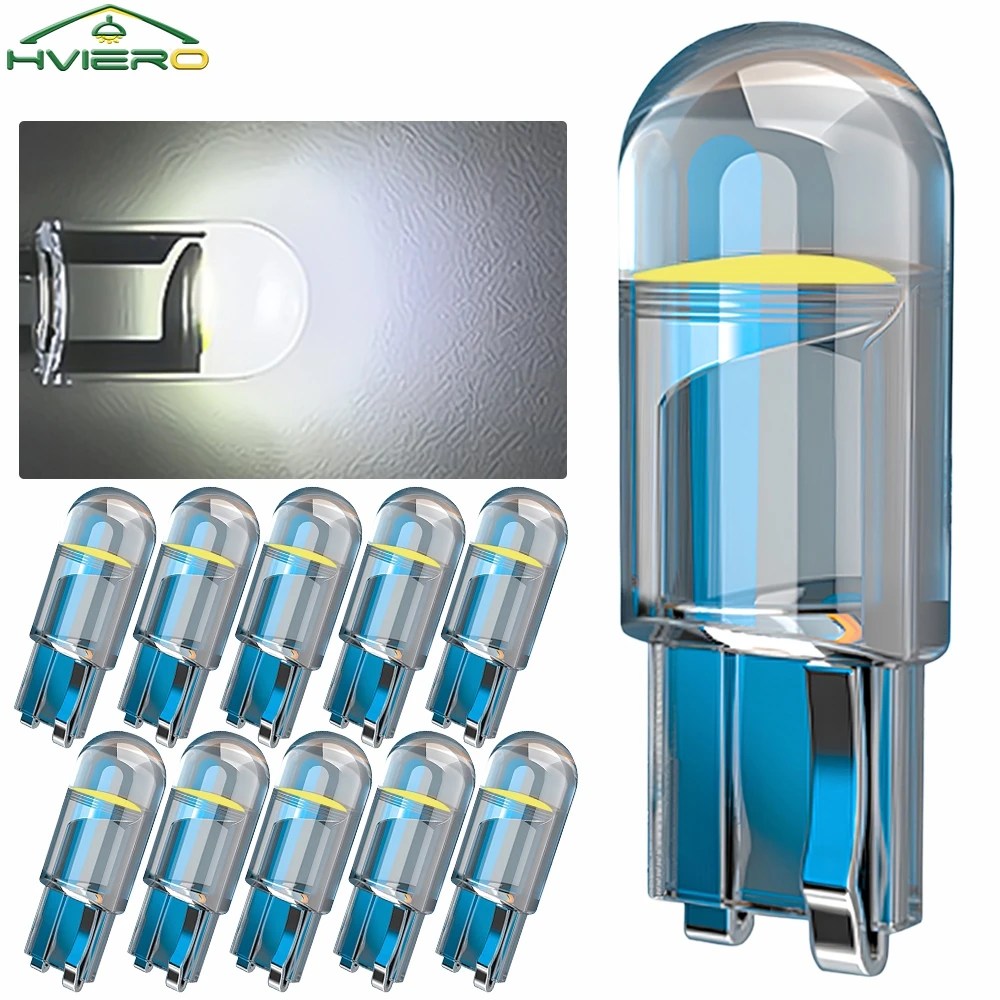 10 Chiếc W5W 194 T10 Kính Nhà Ở Cob Đèn LED Xe Hơi Ô Tô Bóng Đèn Wedge Biển Đèn Dome Ánh Sáng Trắng Diedo Tự Động nội Thất Đèn Đọc Sách 12V