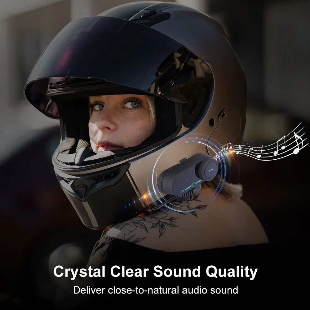 Freedconn T Com VB auriculares para casco de motocicleta, intercomunicador estéreo Bluetooth para llamadas, comunicación inalámbrica, interfono FM para compartir música