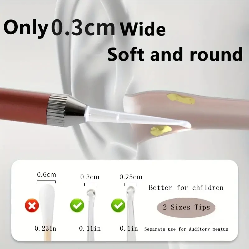 Colher de orelha luminosa, colher de orelha de aço inoxidável com luz, limpador de ouvido luminoso, ferramenta visual de seleção de orelha