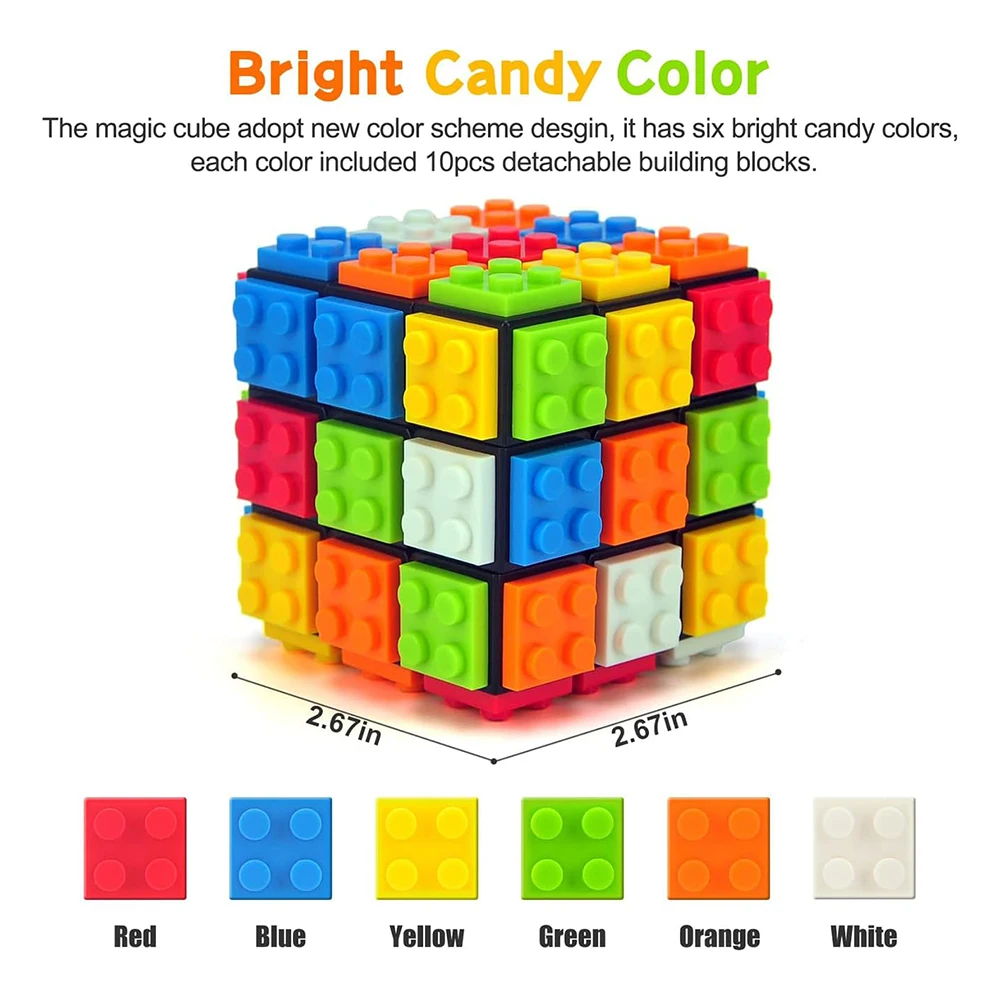 Blocos de construção 3d cubo mágico 3x3x3 diy brinquedo fidget tijolo anti estresse alívio sensorial tdah jogo educativo para crianças adulto