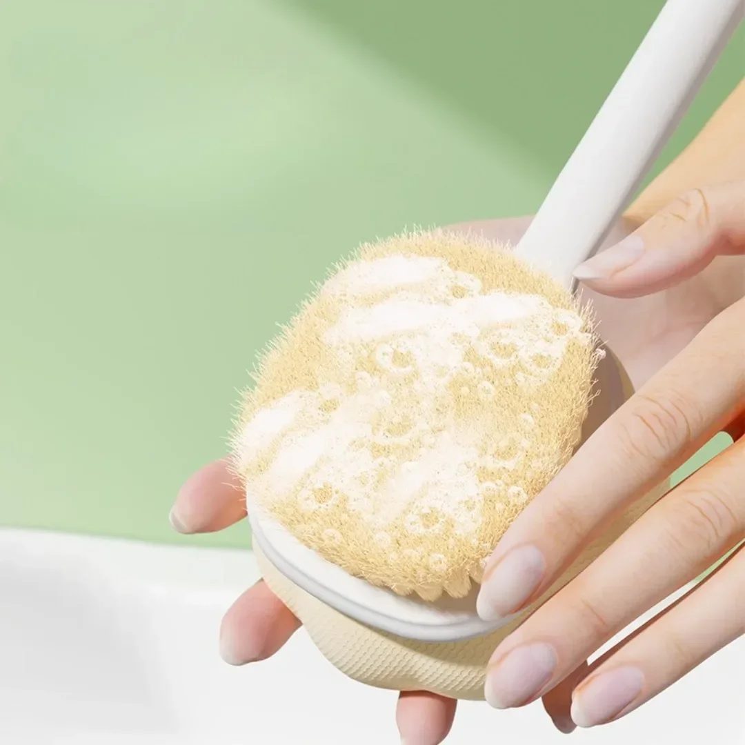 1pc Double Sided Bath Brush Scrubbing Long Handle Soft Fur Bath Brush Scrubbing Towel Dual-purpose Exfoliating Tool Back Rubbing