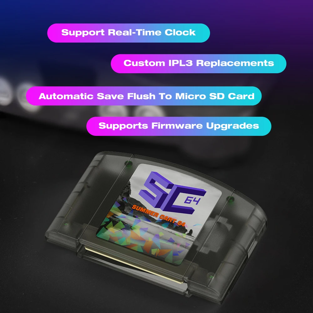 EPICJOY SummerCart 64 SC64 Open Source Game Card N64 with Built-in Emulator For Nintendo 64 Console Gift 32GB TF Card 5400 Games