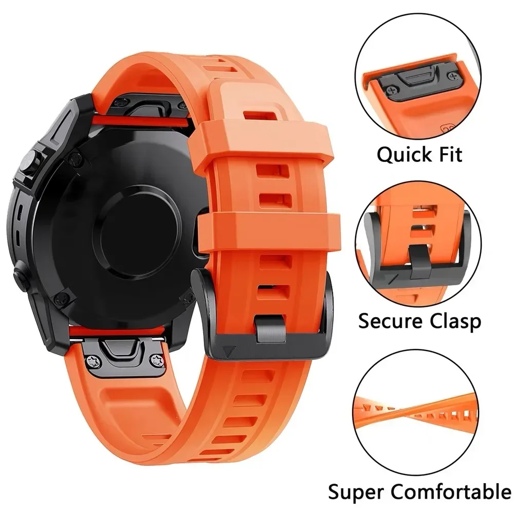 22 มม.26 มม.ซิลิโคนสําหรับ Garmin Fenix 7X 7 Pro Solar/6X 6 Sapphire 5 5X Plus 3 3HR/Epix Approach s62 60 QuickFit นาฬิกา