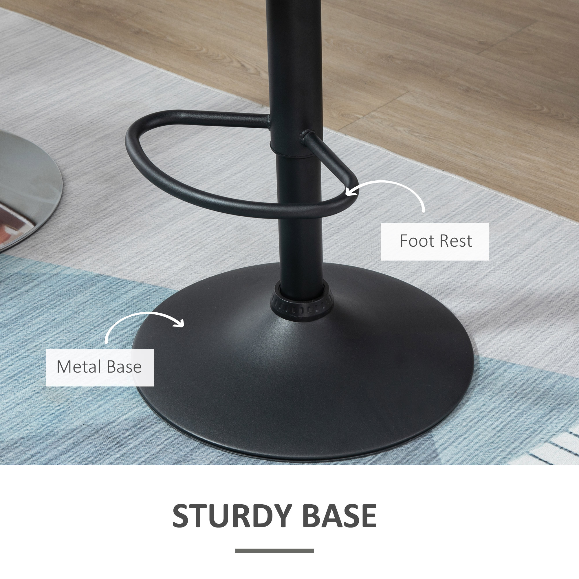 HOMCOM Juego de 2 taburetes de bar, sillas de bar giratorias, taburete de bistró de altura regulable, tacto terciopelo