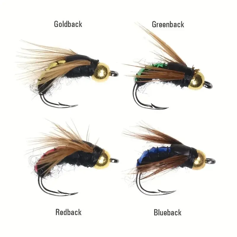 5/10pcs แมลงประดิษฐ์เหยื่อตกปลา,Fast Sinking ทองเหลืองหัวลูกปัด Scud Fly หนอนปลาเทราท์เหยื่อตกปลา