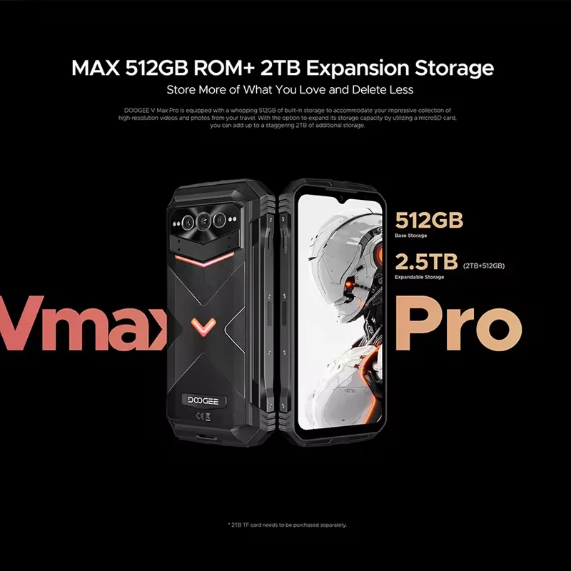 Doogee v max pro smartphone robusto dimensão 7050 5g 6.58 "tela ips 12gb 512gb 22000mah/33w 108mp ai câmera android 14 nfc