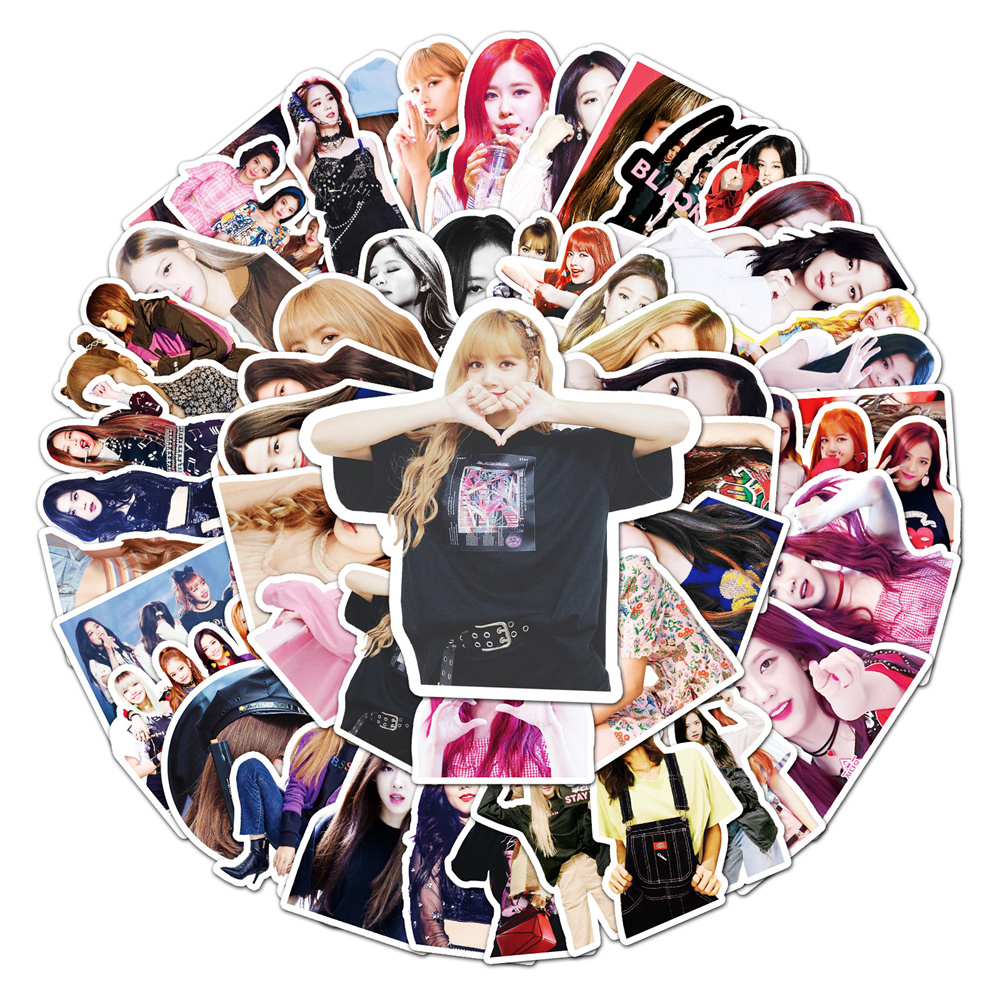 50 個新ブラックピンクポップ韓国ガールグループステッカー荷物のラップトップ iPad スケートボードギター電話ケースステッカー