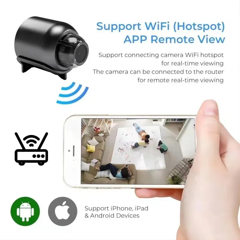 Mini cámara HD de 1080P, Wifi, IP, hogar inteligente, visión nocturna interior, videocámara humana AI, Audio y vídeo, cámara de vigilancia de seguridad inalámbrica
