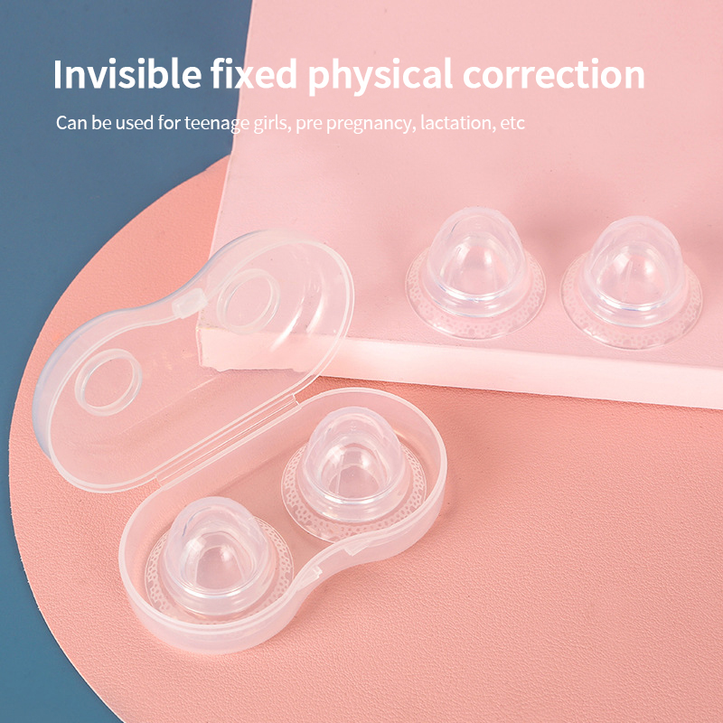 Corrector de pezón de silicona Invisible, de pezón succionador, aspirador, corrección de pezón indolora, plano, invertido, 1 par