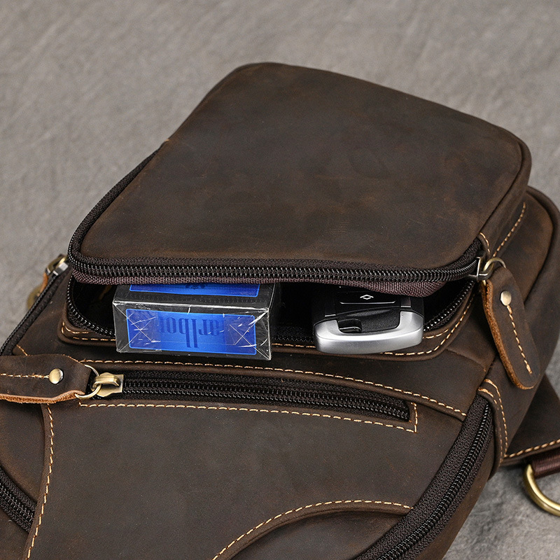 Luufan Leder männer Brust Taschen iPad Mini Kuh Leder Schulter Taschen Casual Sportliche Männliche Anti Diebstahl Brust Pack Schlanke Tasche für Männer