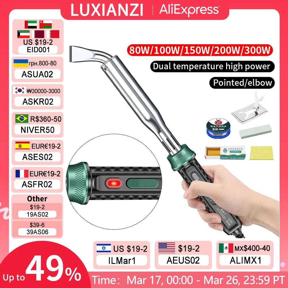 LUXIANZI Saldatore Elettrico Ad Alta Potenza 220V Calore Esterno Temperatura Regolabile Penna di Saldatura Strumento di Riparazione Con Indicatore Luminoso