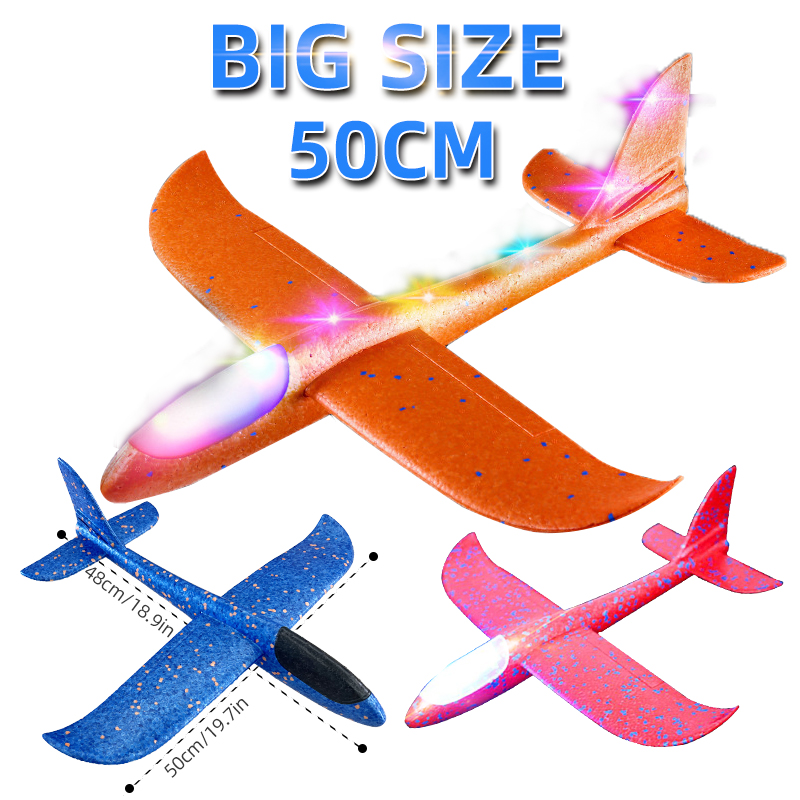 50CM Big Flash Glider Foam Plane Hand Throw Light Inertial AirPlane EPP Outdoor Launch Fun of Kids Toys for Children Boys Gift
