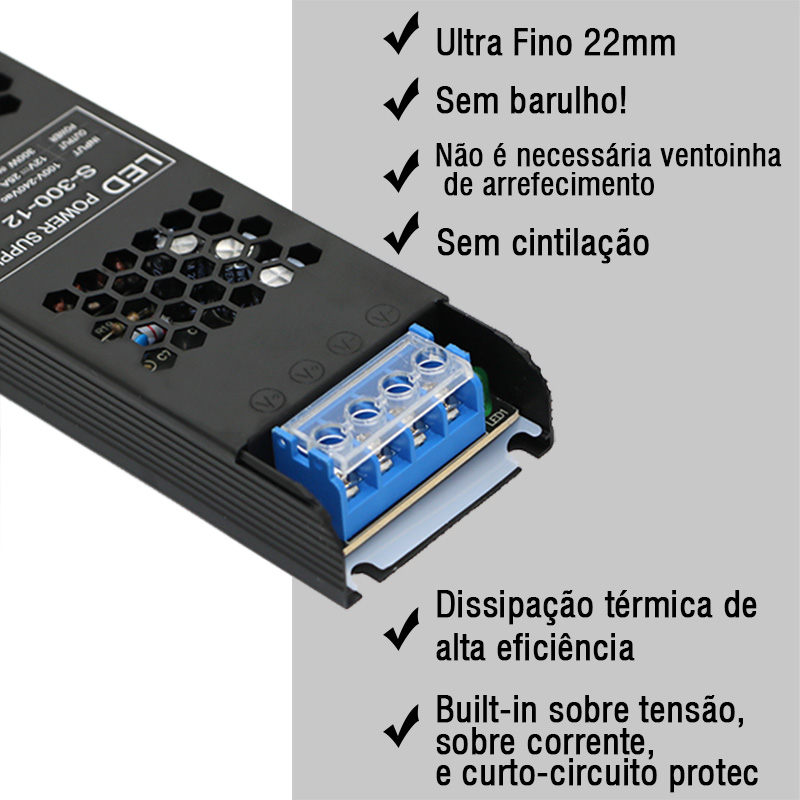 Fonte de alimentação de tensão constante 48W 60W 100W 150W 200W 300W 400W Driver fino para tiras de LED DC 12V / 24V transformadores de iluminação